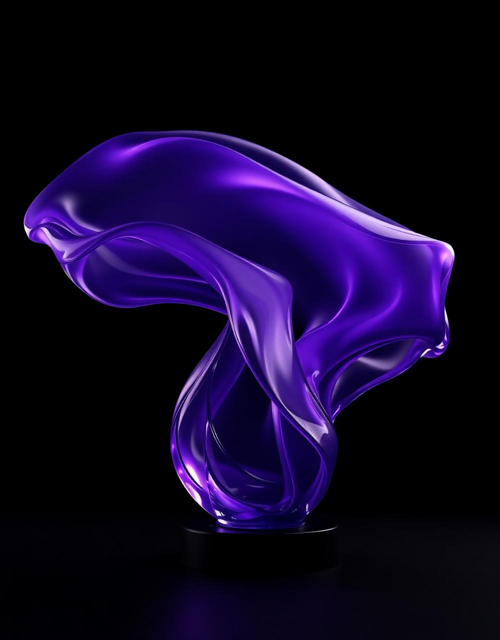Abstract violet sculptural form on deep black — a visual metaphor for shaping brand experiences.